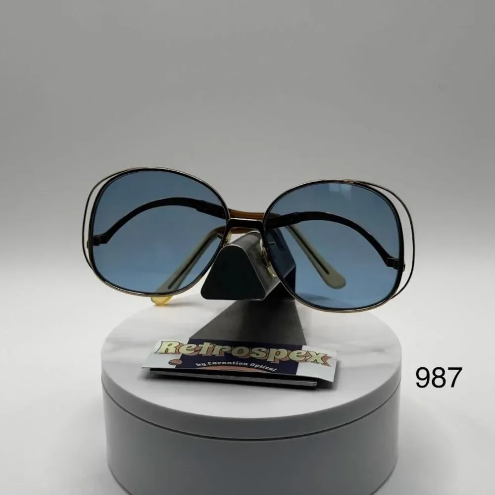 Vintage NOS Drop Temple Glam Eyeglass Frames with New Non-RX Lenses | Retro